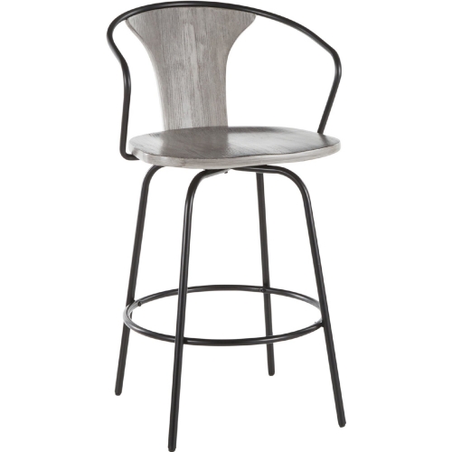 Waco 26" Counter Stool in Grey Wood & Black Metal